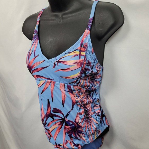 SALE 5/$25 Jessica Simpson Palmy Days Cami One Piece Swimsuit Smocked Side Lilac - Picture 4 of 8